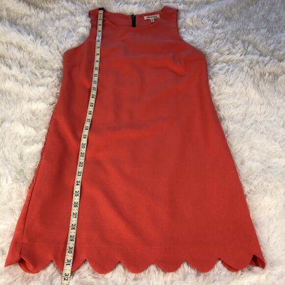 Monteau Los Angeles Orange Sleeveless Shift Dress Scalloped Edging Scop Neckline - Picture 8 of 16